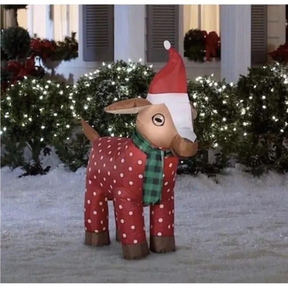 Holiday Christmas Goat Santa Suit Airblown Inflatable 35 Ft Led Lit